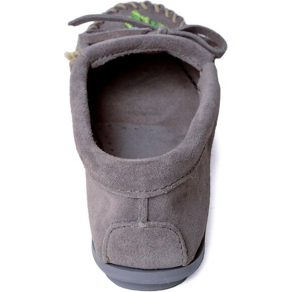 Women's Floral Embroidery Flower Design Leather Upper Gray Slipper Boot - Picture 4 of 6